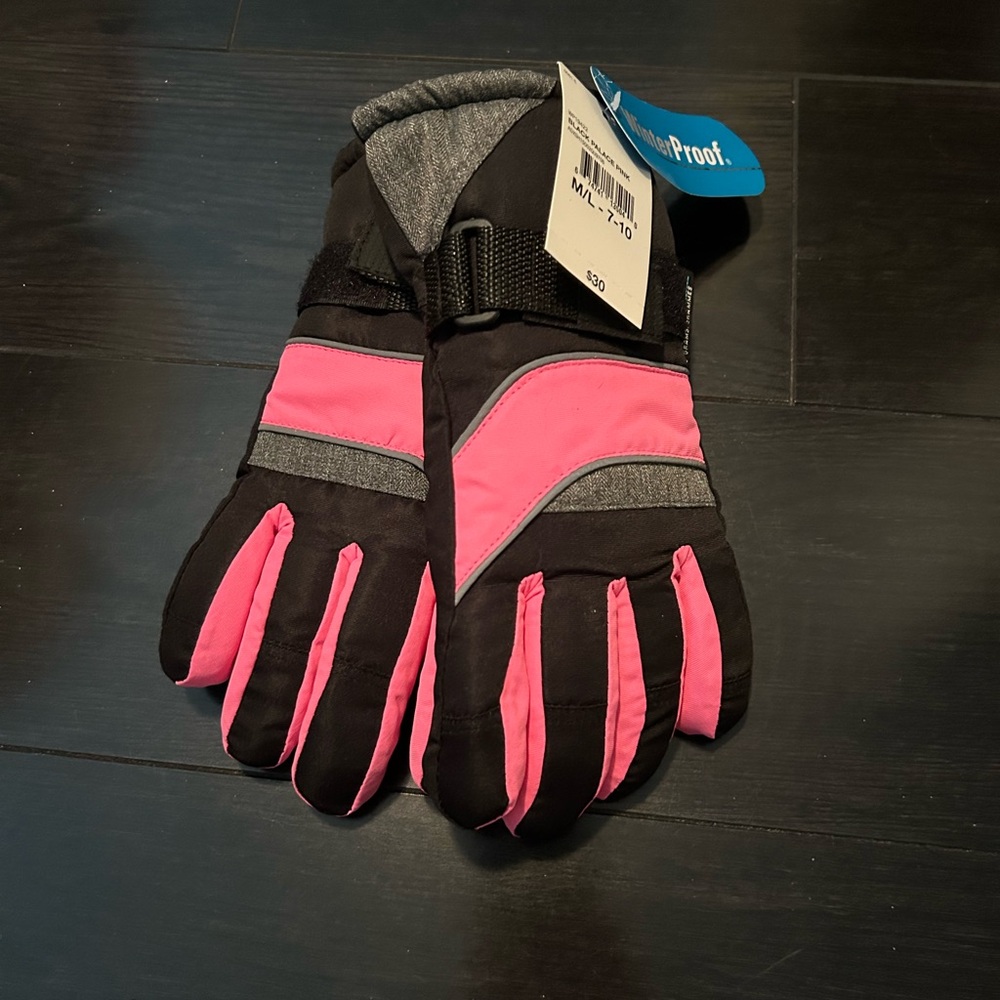 Waterproof Black and Pink Gloves